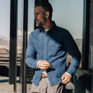 Taylor Stitch The Cash Shirt Sashiko Indigo Size 42 / L - DISCONTINUED